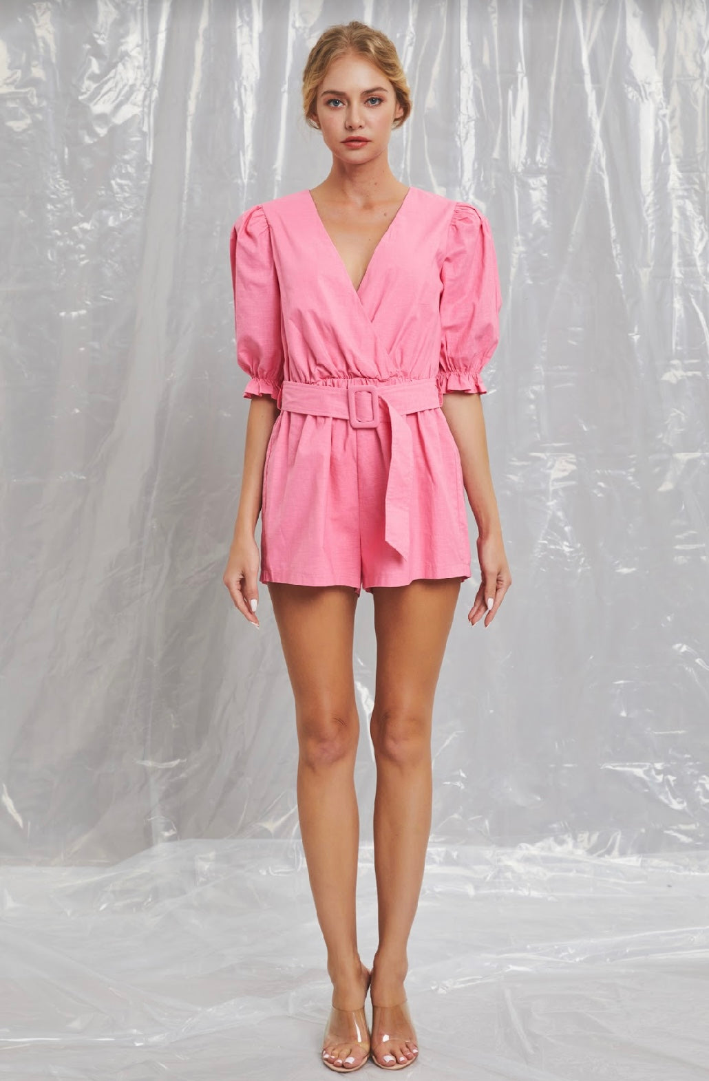 Self-Covered Buckle Linin Romper