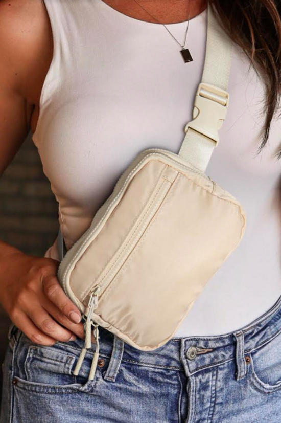 Ivory Wide Belt Crossbody Bag