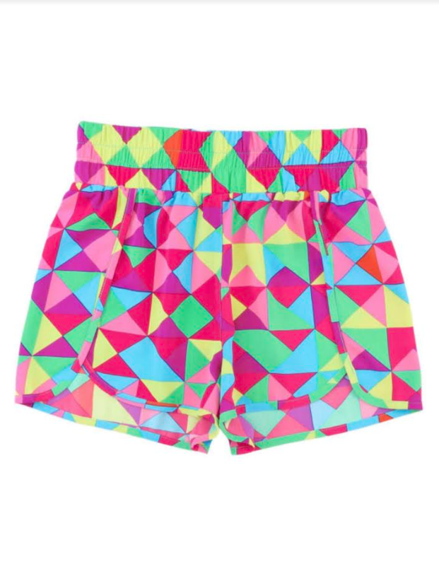 Multicolor Geometric Athletic Shorts