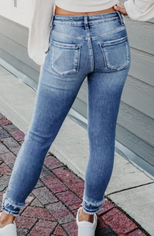 Distressed Blue Light Wash Skinny Jeans