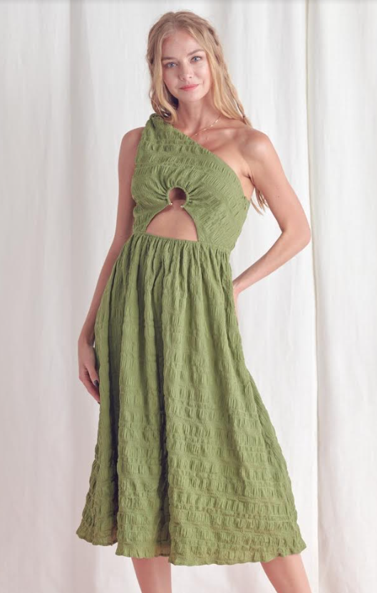 Military Green O-Ring Cut Out Mighty Dress