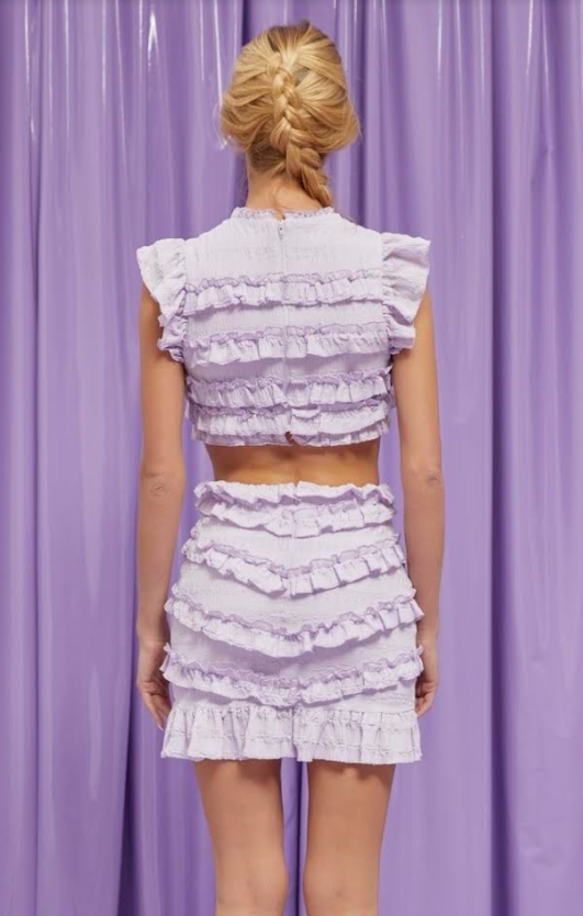 Lavender Ruffle Detailed Sleeveless Mini Dress