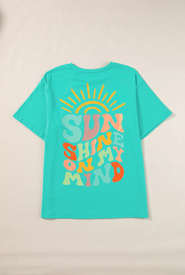 Mint Green SUNSHINE ON MY MIND Graphic Tee