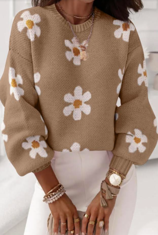 Floral Pattern Dropped Shoulder Sweatshirt