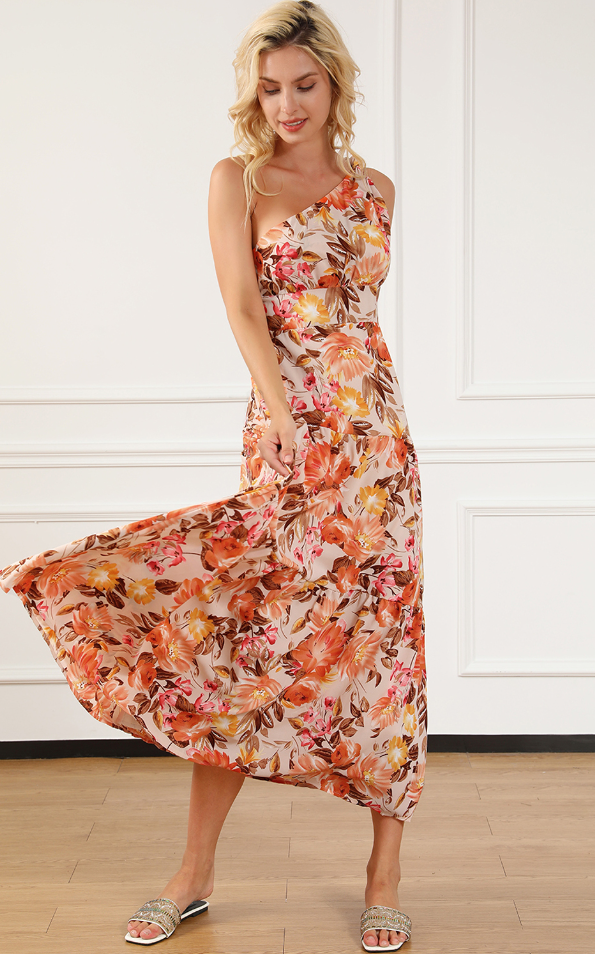 pink and orange pleated dress Orange Multi Maxi Dress - Pleated Maxi Dress - V-Neck Maxi Dress