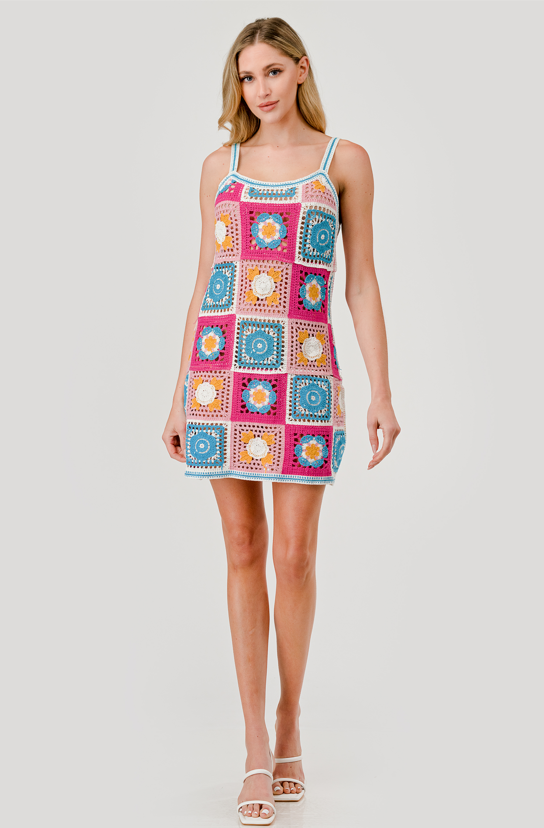 multicolor mini dress Multicolor Crochet Mini Dress – My pink rose