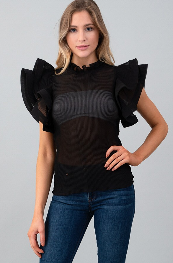 Frilled Pleats Neon Top