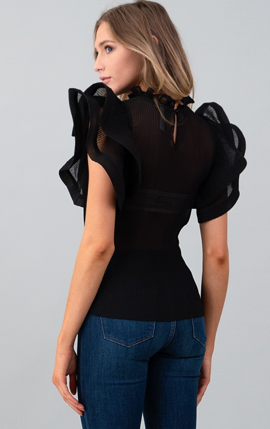 Frilled Pleats Neon Top