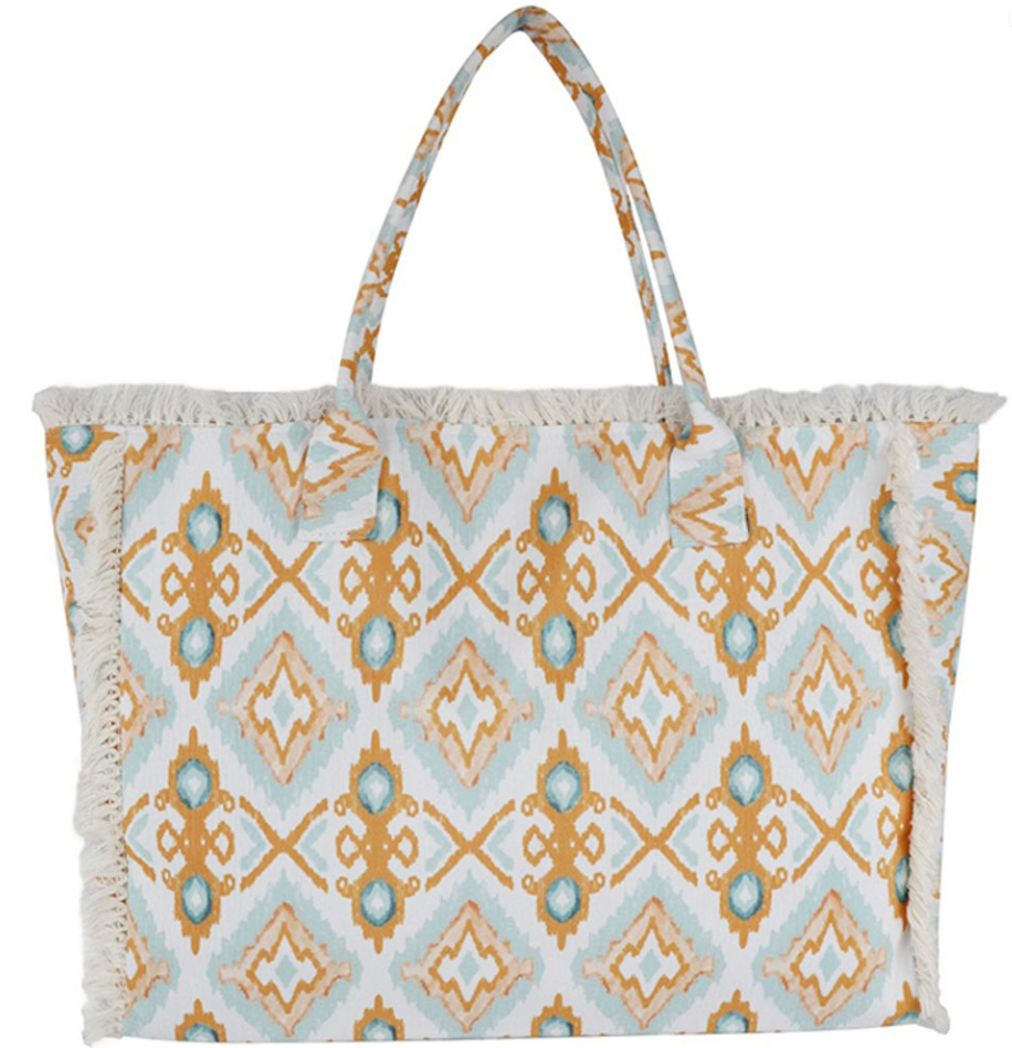 Boho Pattern Beach Bag - Teal