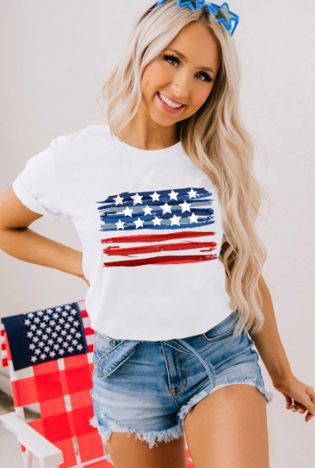 White American Flag Graphic Fashion Tee