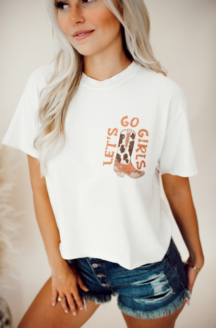 White Double-Side Cowboy Hat & Boots Graphic Tee